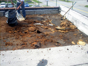 Reader Roofing removing the old roofing system.